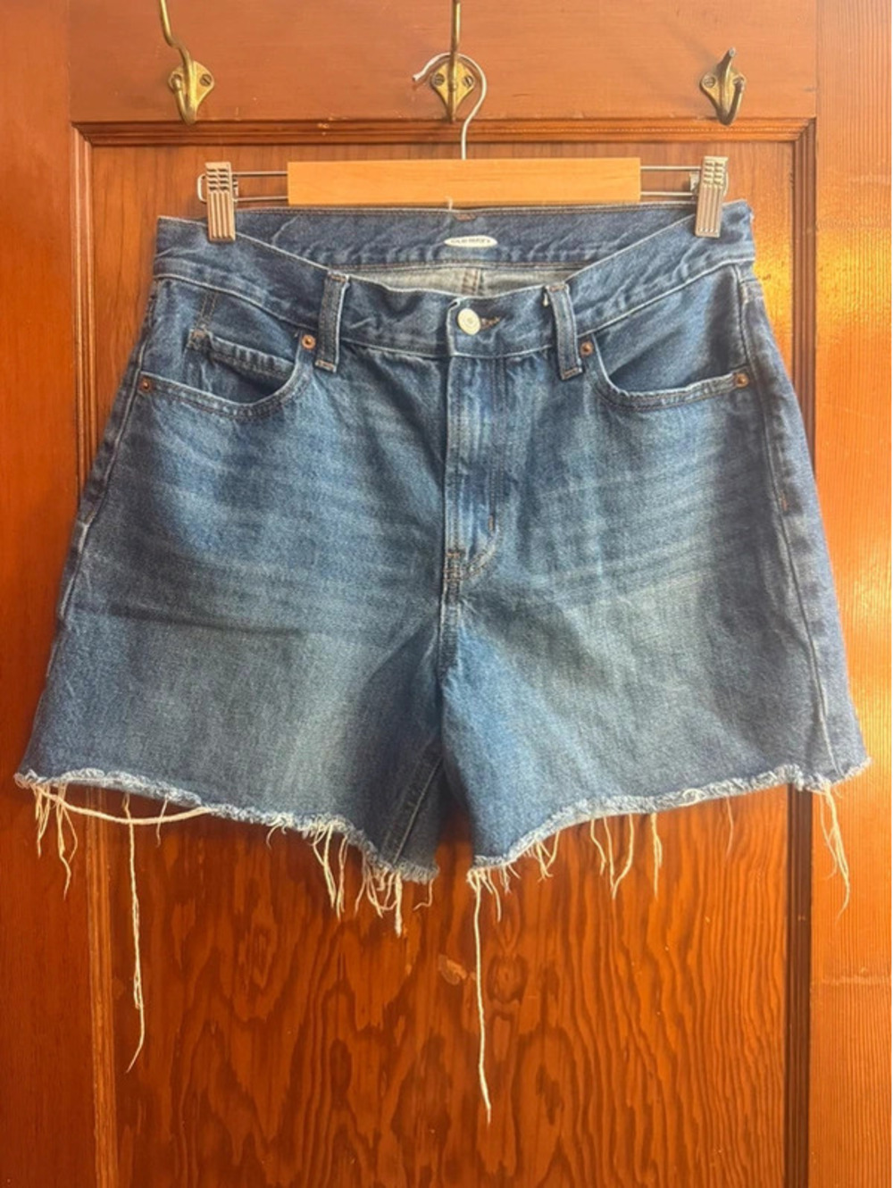Old Navy Dad Shorts Dark Wash Raw Hem Denim Size 6 / UK 10